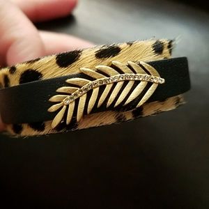 Keep collective gold pave palm leaf charm bracelet